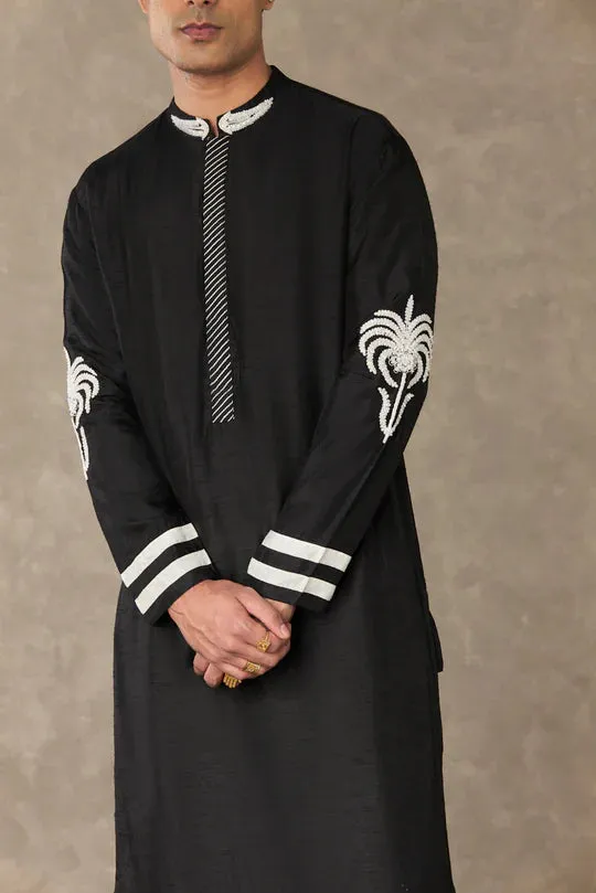 Black Shajara Kurta With Pants