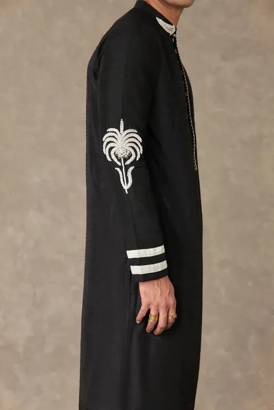 Black Shajara Kurta With Pants