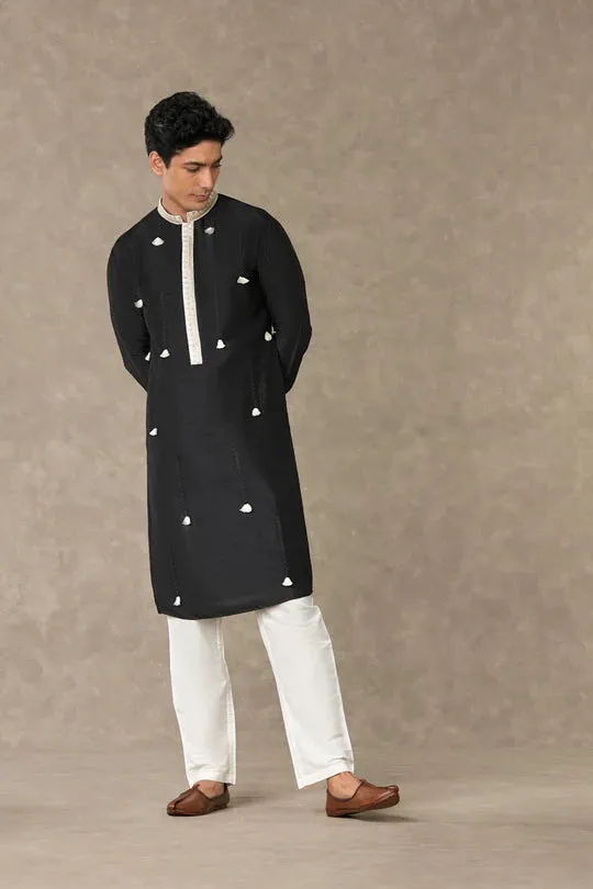 Black Tassel Kurta With Pants