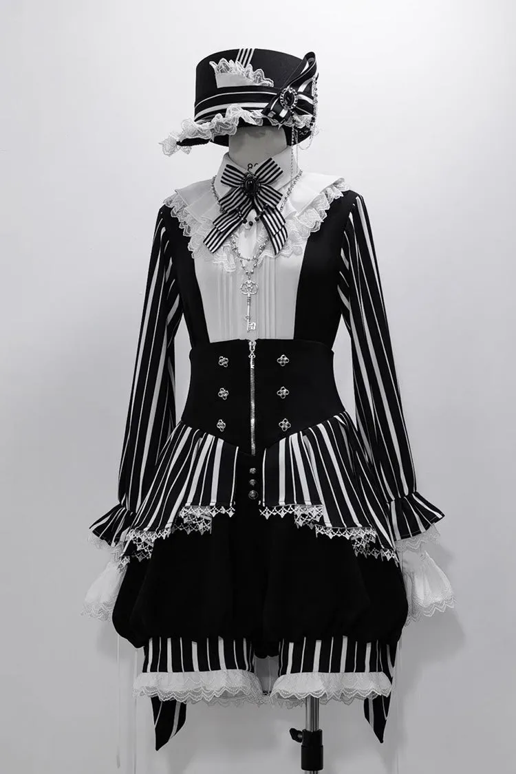 Black/White Wonderful Trick Print Lace Ouji Fashion Elegant Lolita Blouse