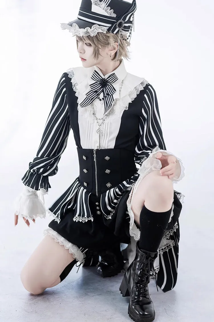 Black/White Wonderful Trick Print Lace Ouji Fashion Elegant Lolita Blouse