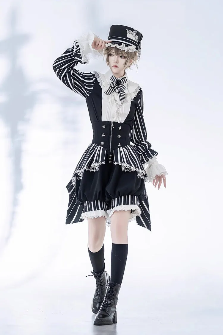 Black/White Wonderful Trick Print Lace Ouji Fashion Elegant Lolita Blouse