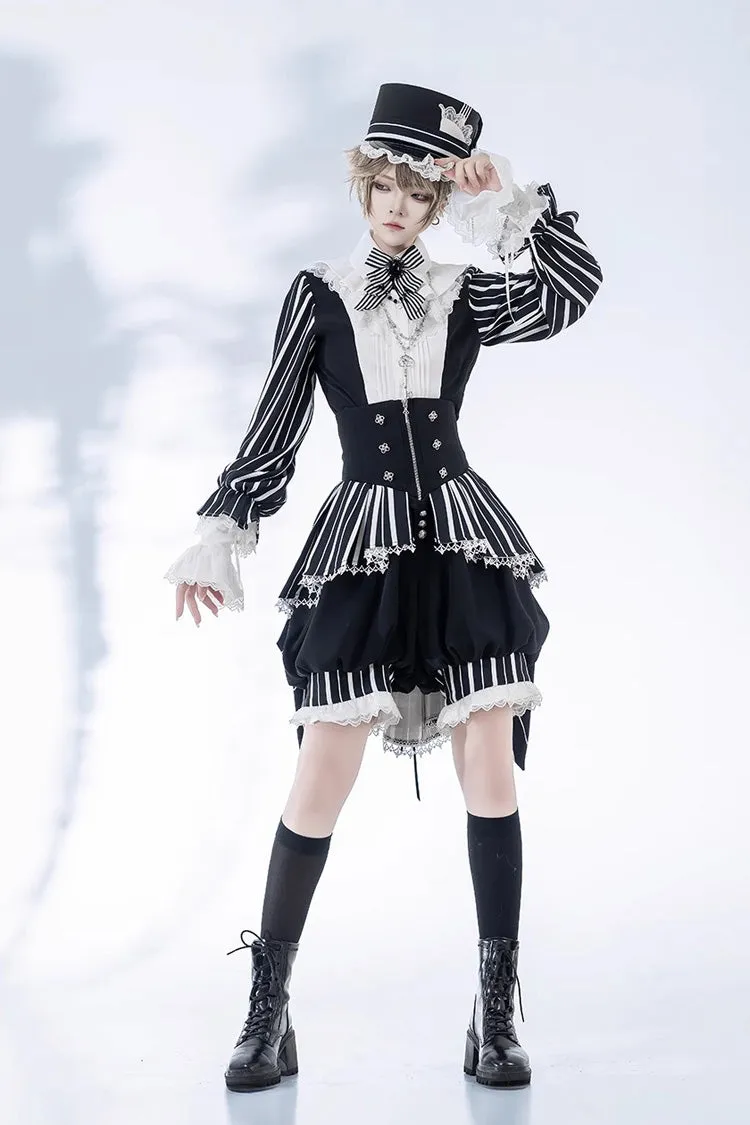 Black/White Wonderful Trick Print Lace Ouji Fashion Elegant Lolita Blouse