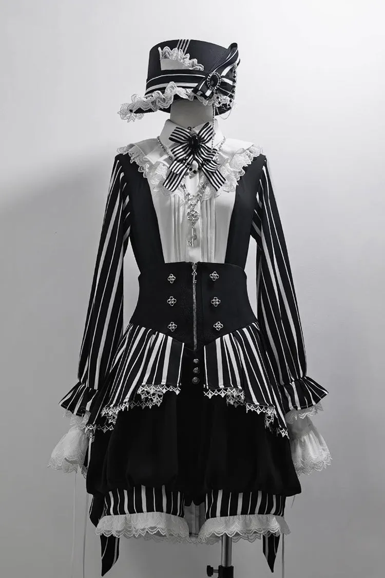 Black/White Wonderful Trick Print Lace Ouji Fashion Elegant Lolita Blouse