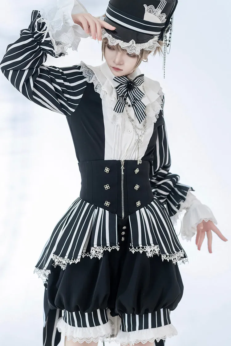 Black/White Wonderful Trick Print Lace Ouji Fashion Elegant Lolita Blouse