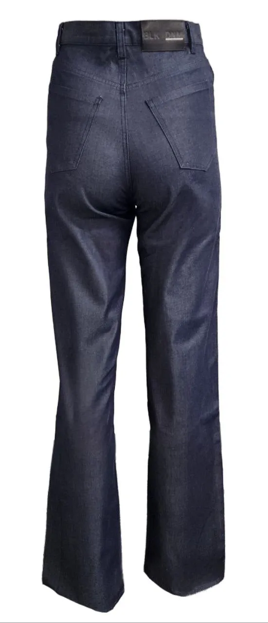 BLK DNM Women's Blue High Rise Wide Raw Cotton Stright Jeans NWT