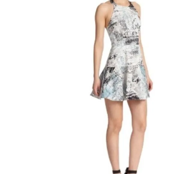 BNWT Parker Blue Leona Printed Fit-&amp;-flare…