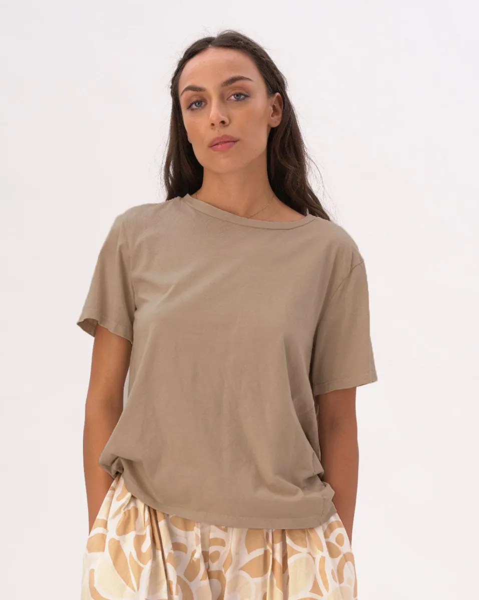 Boat Neck Organic Cotton Short Sleeve T-Shirt