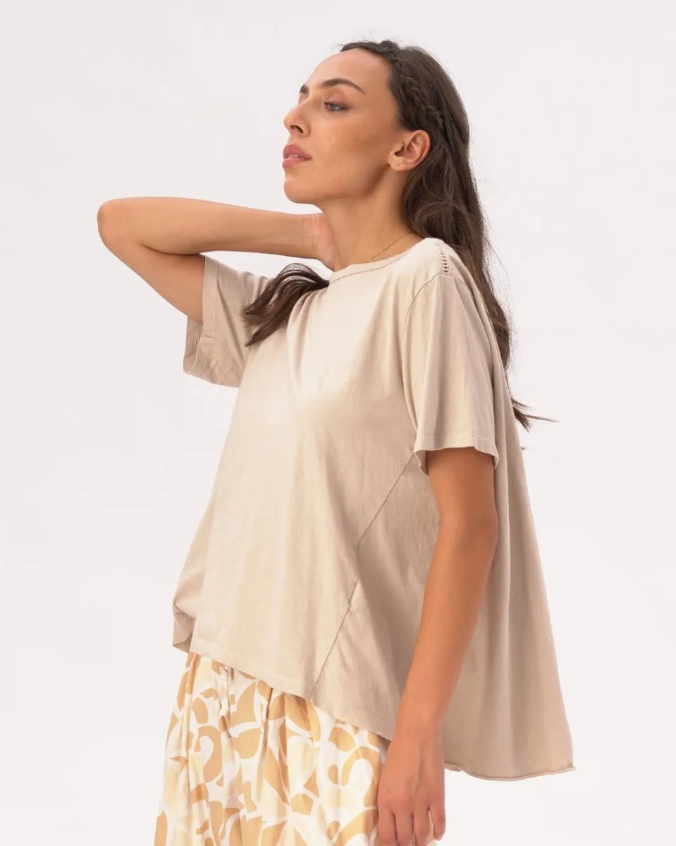 Boat Neck Organic Cotton Short Sleeve T-Shirt