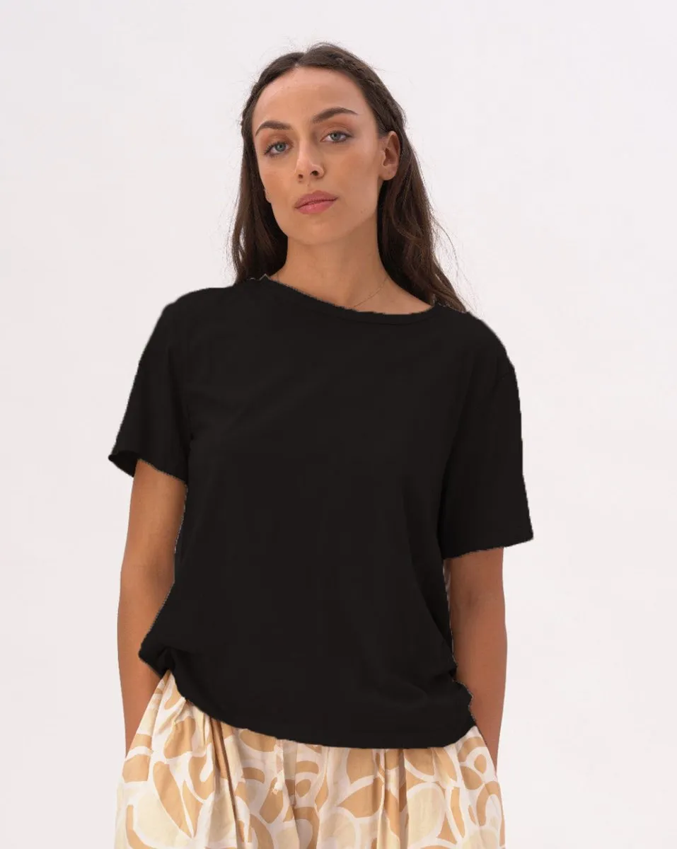 Boat Neck Organic Cotton Short Sleeve T-Shirt