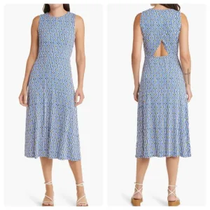 Boden Print Cutout Fit And Flare Dress Link Print  Size 20-22R Sleeveless NWT