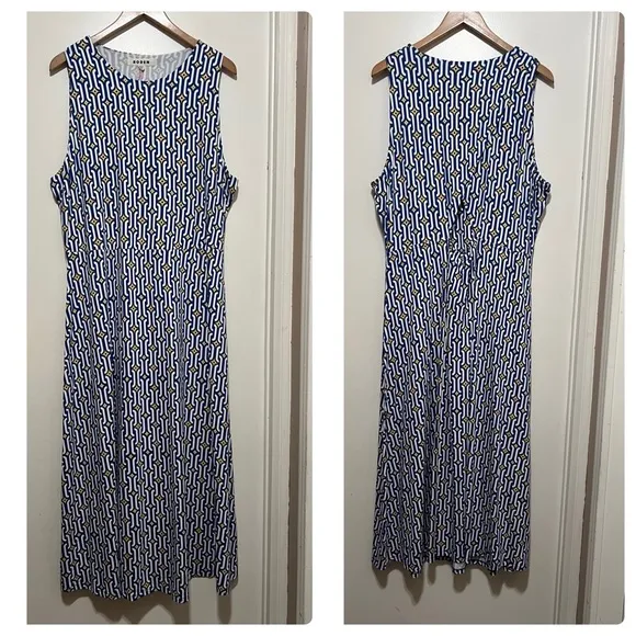 Boden Print Cutout Fit And Flare Dress Link Print  Size 20-22R Sleeveless NWT