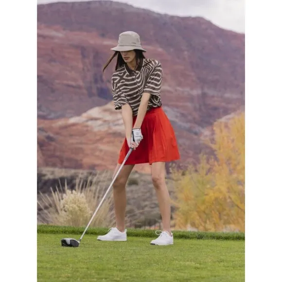 Bogner Venja Skirt Womens 10 Large Orange Pleated Golf Tennis Preppy Athleisure