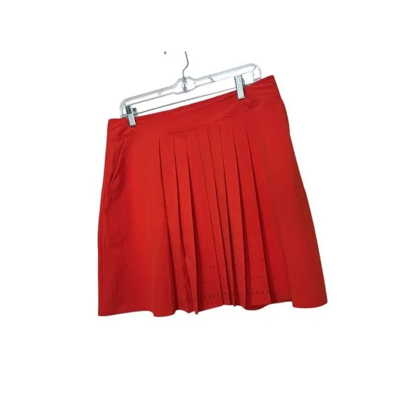 Bogner Venja Skirt Womens 10 Large Orange Pleated Golf Tennis Preppy Athleisure