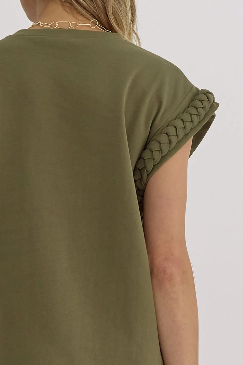 Braided Cap Sleeve Top {Olive}