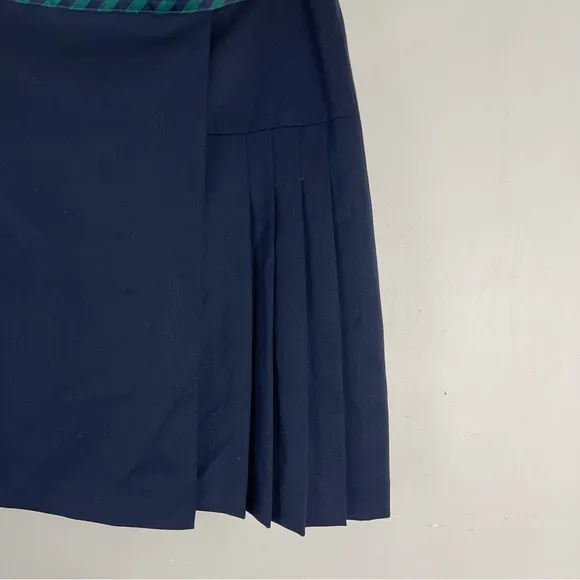 Brooks Brothers Red Fleece navy Skirt Size 10 Wool Pleated preppy academia mini
