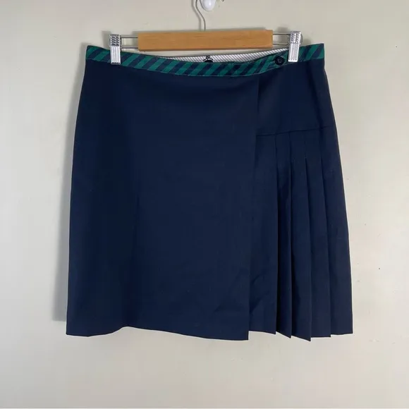 Brooks Brothers Red Fleece navy Skirt Size 10 Wool Pleated preppy academia mini