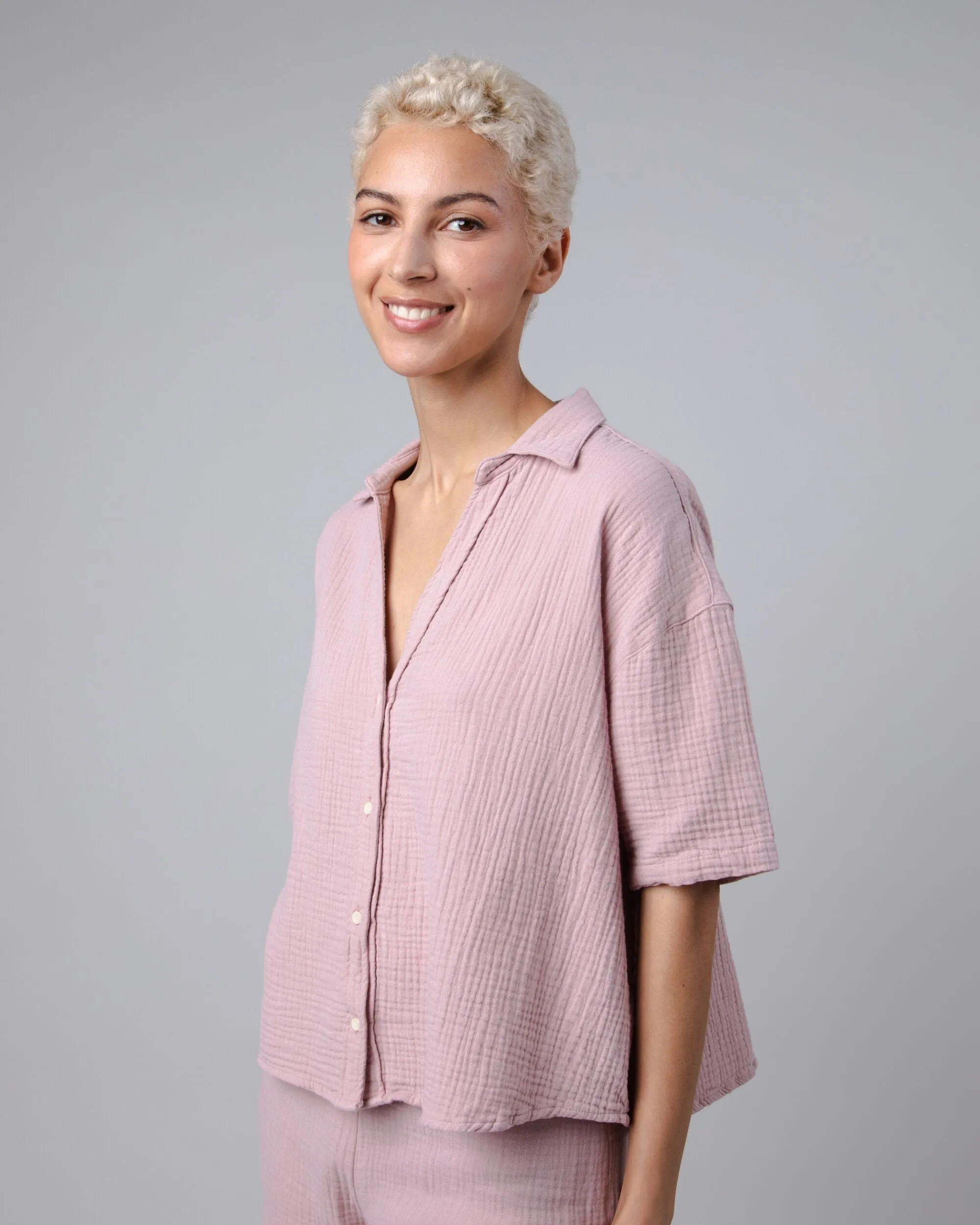 Bubble Cropped Blouse Pink