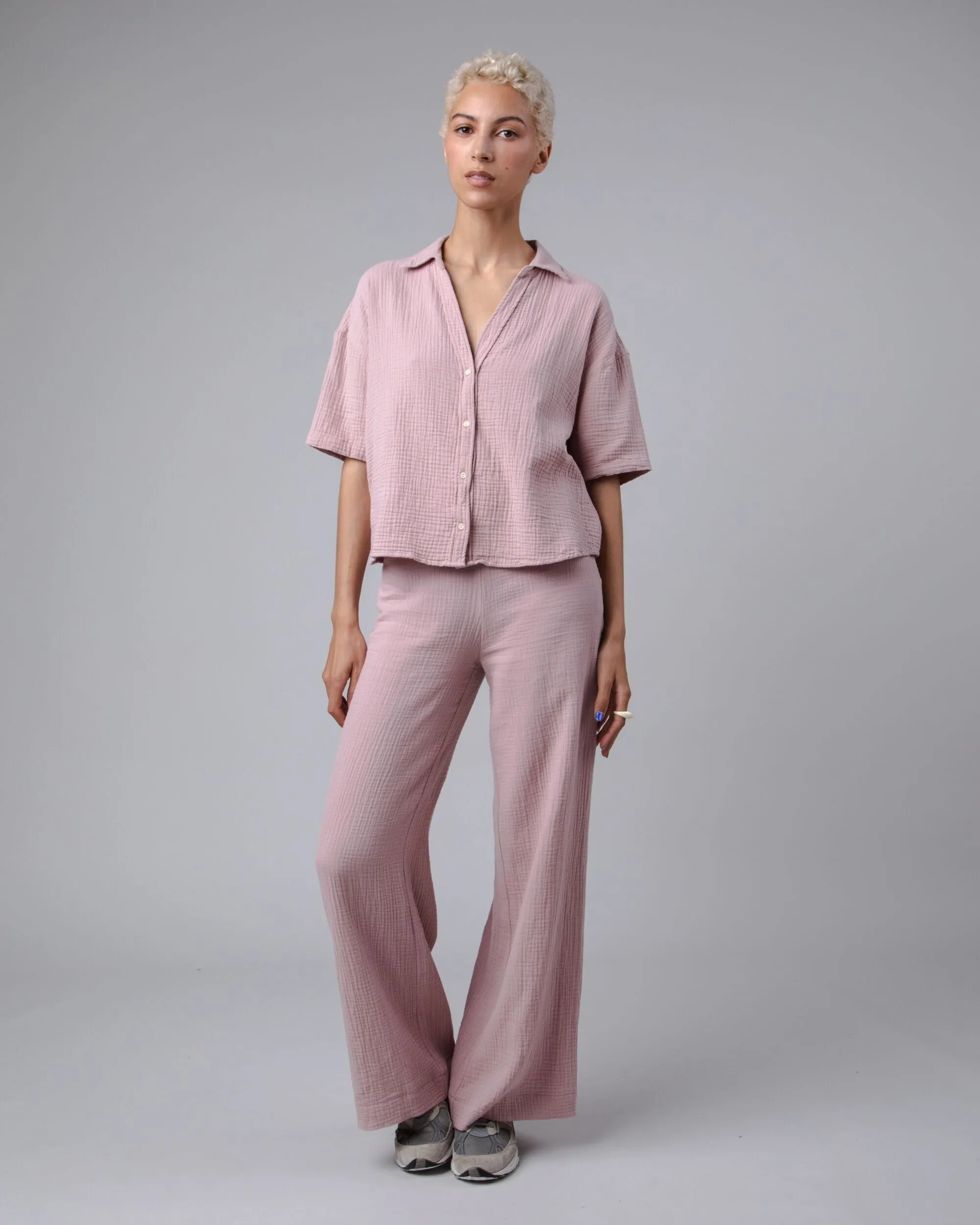 Bubble Cropped Blouse Pink