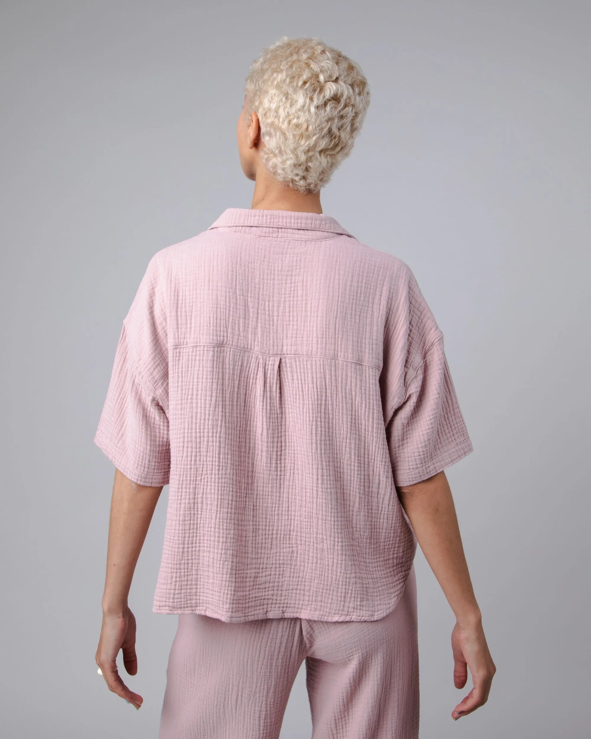 Bubble Cropped Blouse Pink