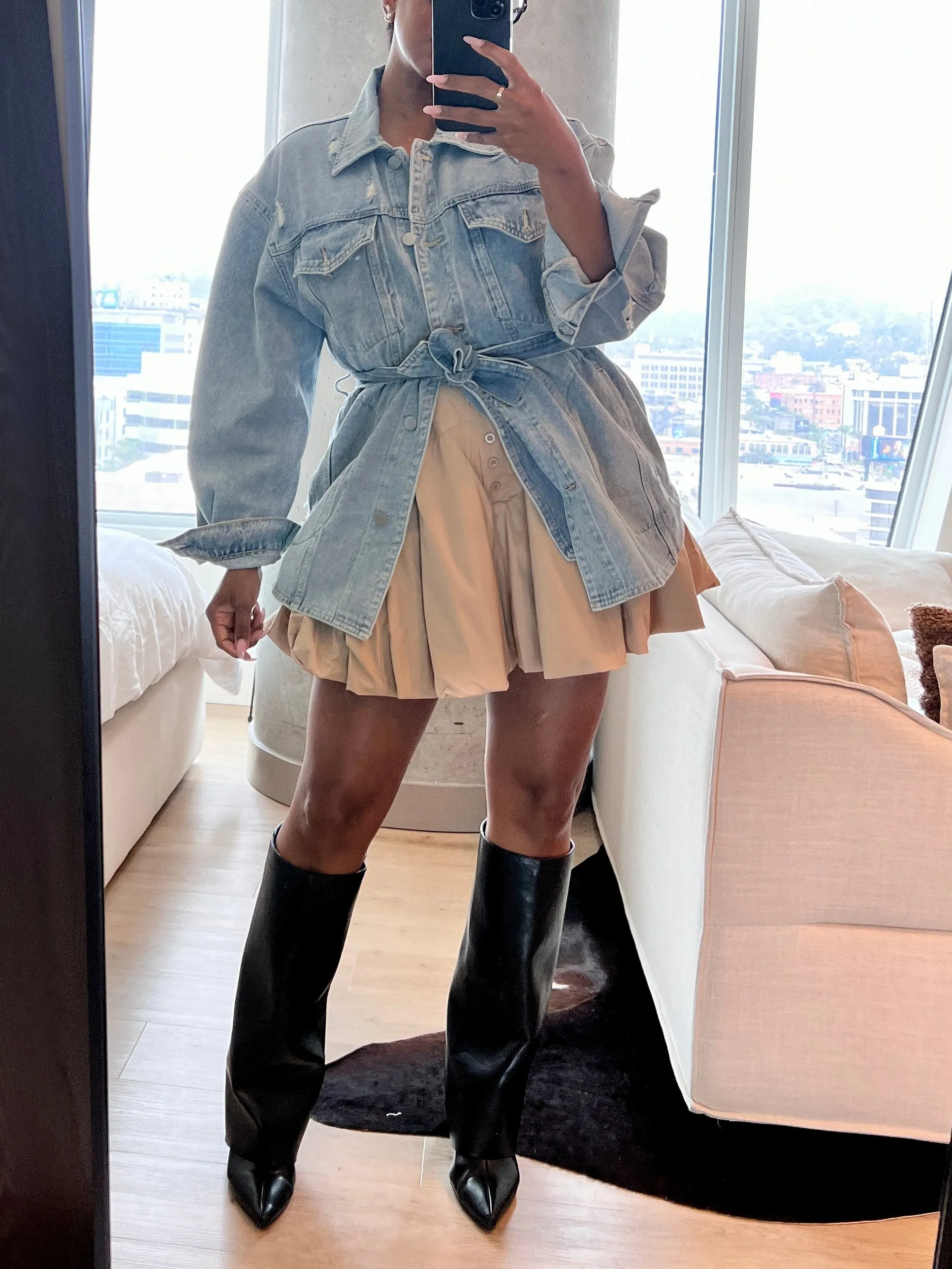 Bubble Hem Skirt in Khaki