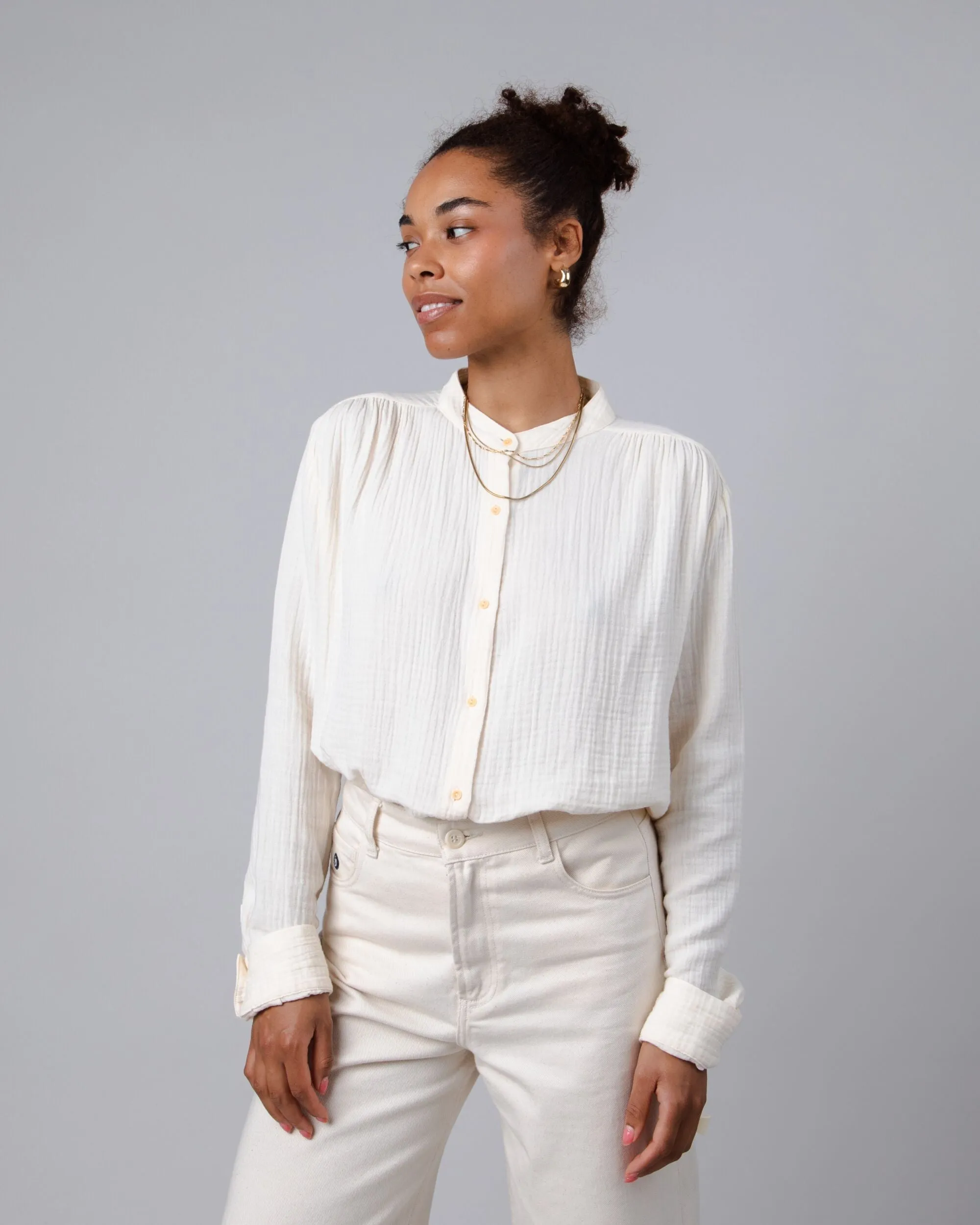 Bubble Mao Blouse Ecru