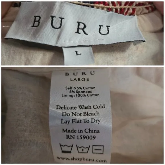 BURU Smocked Waist Flared Silhouette Pleated Skirt Size Large
