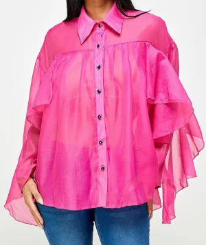 Button Down Long Sleeve Blouse