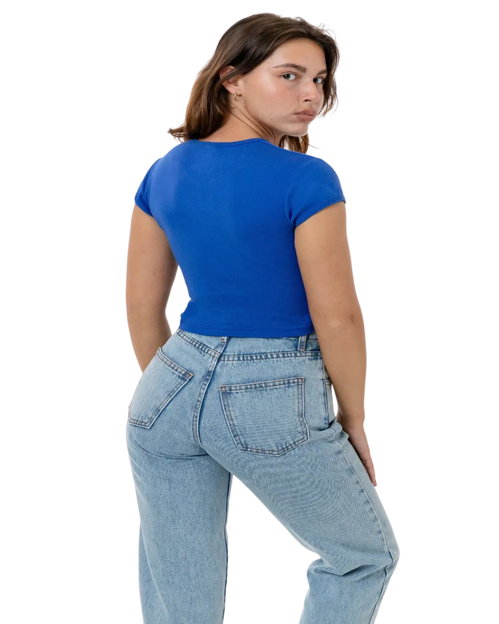 CAP SLEEVE BABY RIB CROP TOP