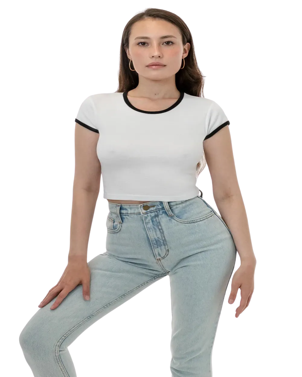 CAP SLEEVE BABY RIB CROP TOP