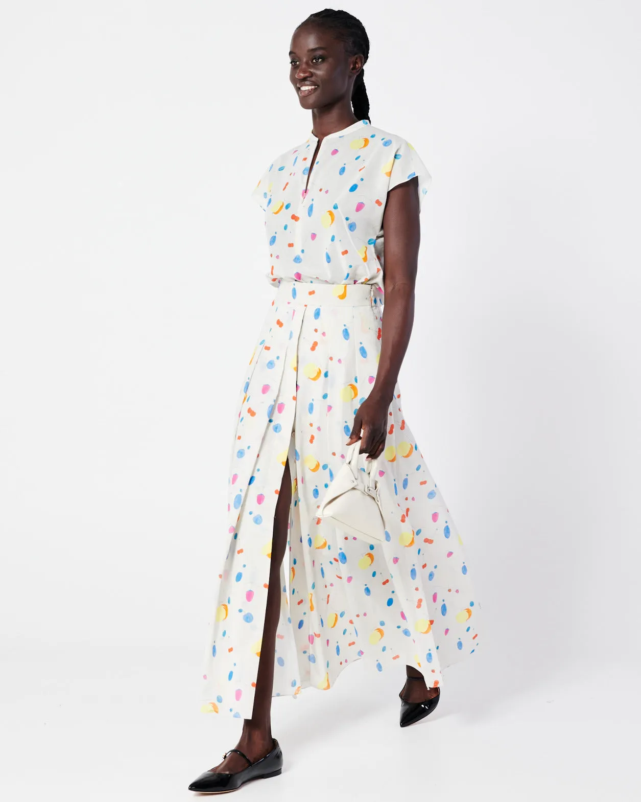 Cap Sleeve Cotton Blouse with Fruits Print