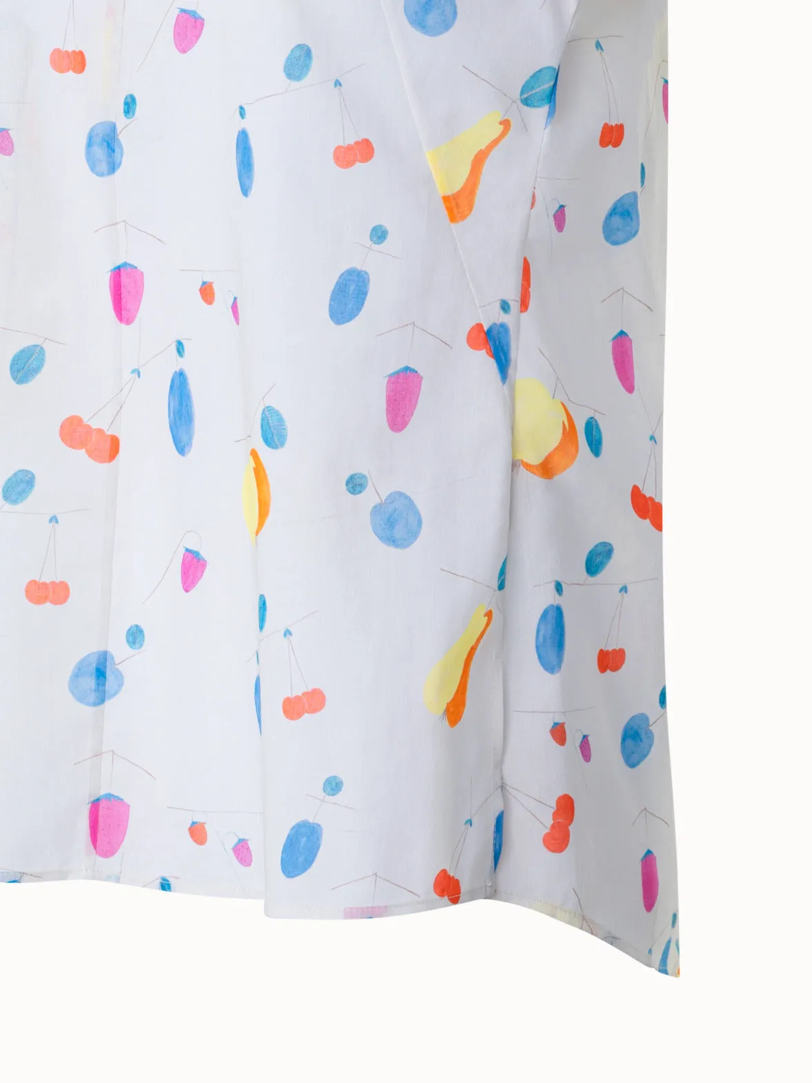 Cap Sleeve Cotton Blouse with Fruits Print