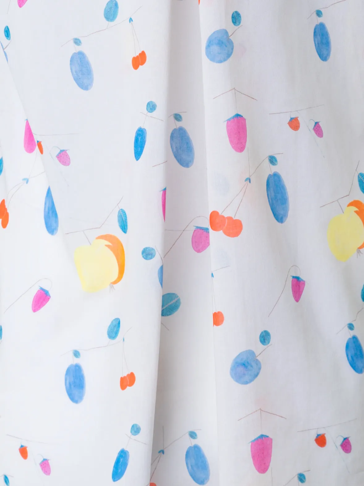 Cap Sleeve Cotton Blouse with Fruits Print