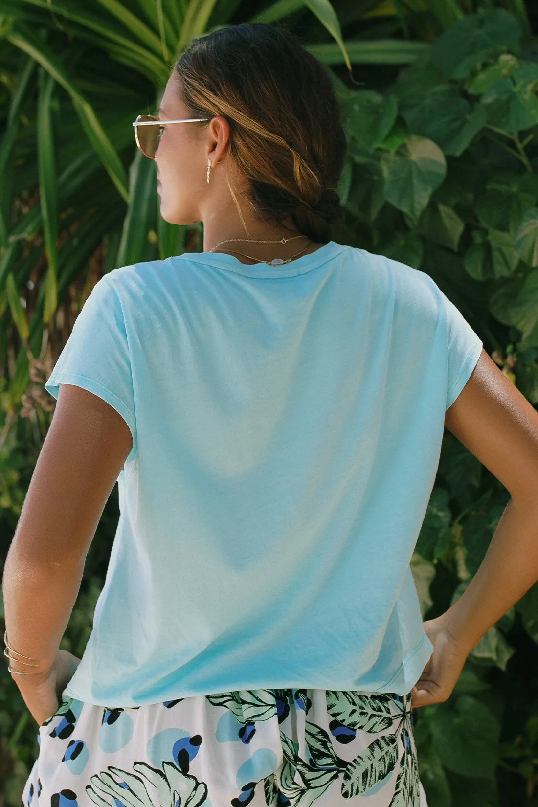 Cap-Sleeve Crewneck Top-Blueelixir