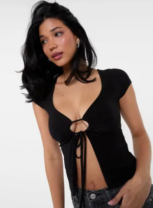 Cap Sleeve Keyhole Crop Top