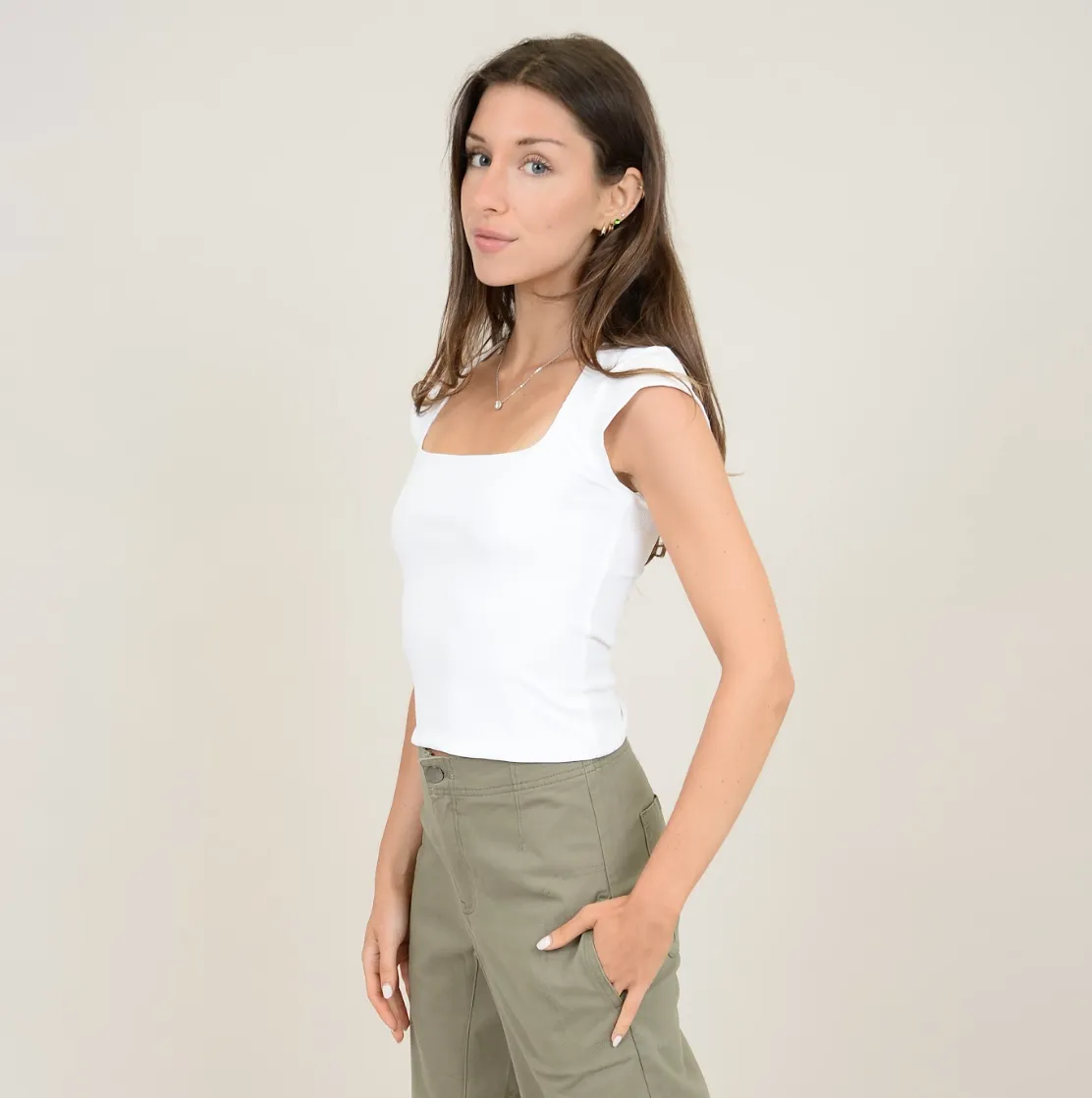 Cap Sleeve Top-White