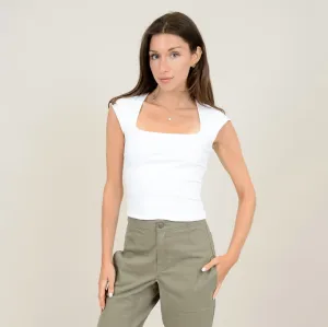 Cap Sleeve Top-White
