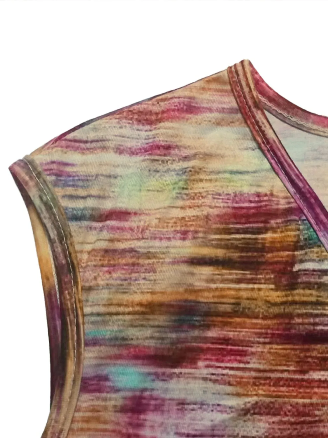 Carla Printed Round Neck Cap Sleeve Top