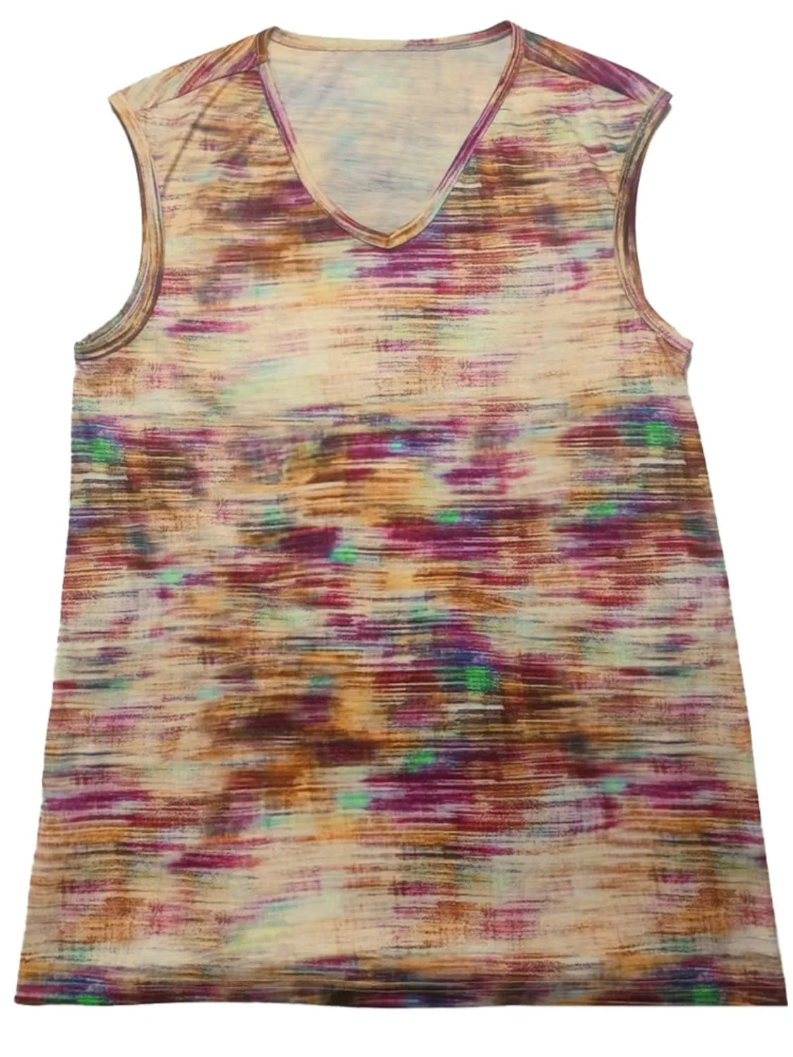 Carla Printed Round Neck Cap Sleeve Top
