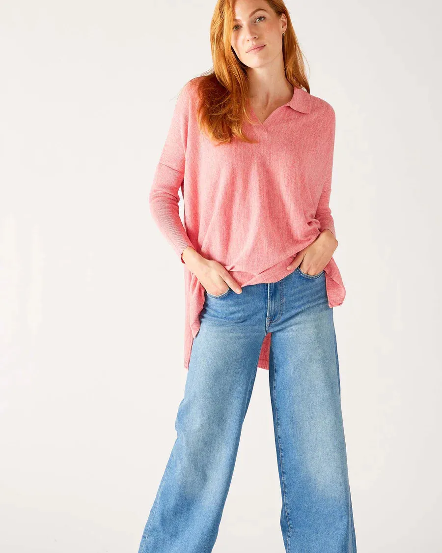 Catalina Polo Sweater in Sea Pink