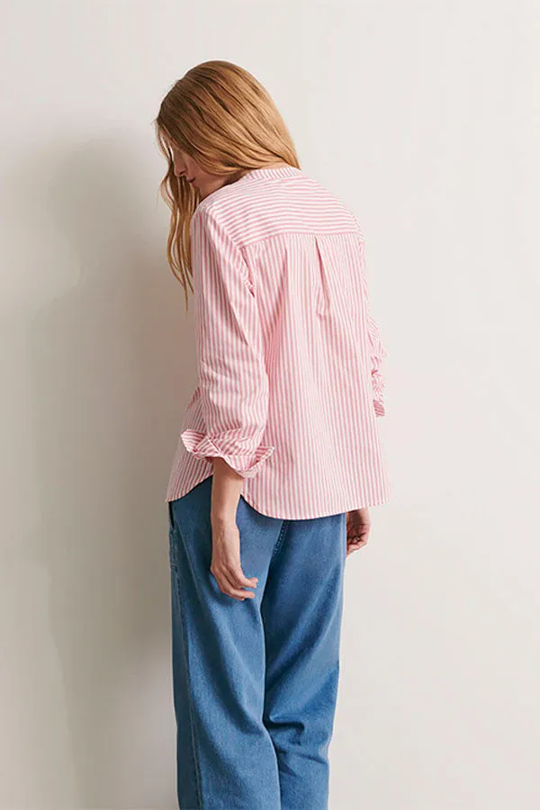 CEZANNE11-BIS PINK PRINTED STRIPED BLOUSE