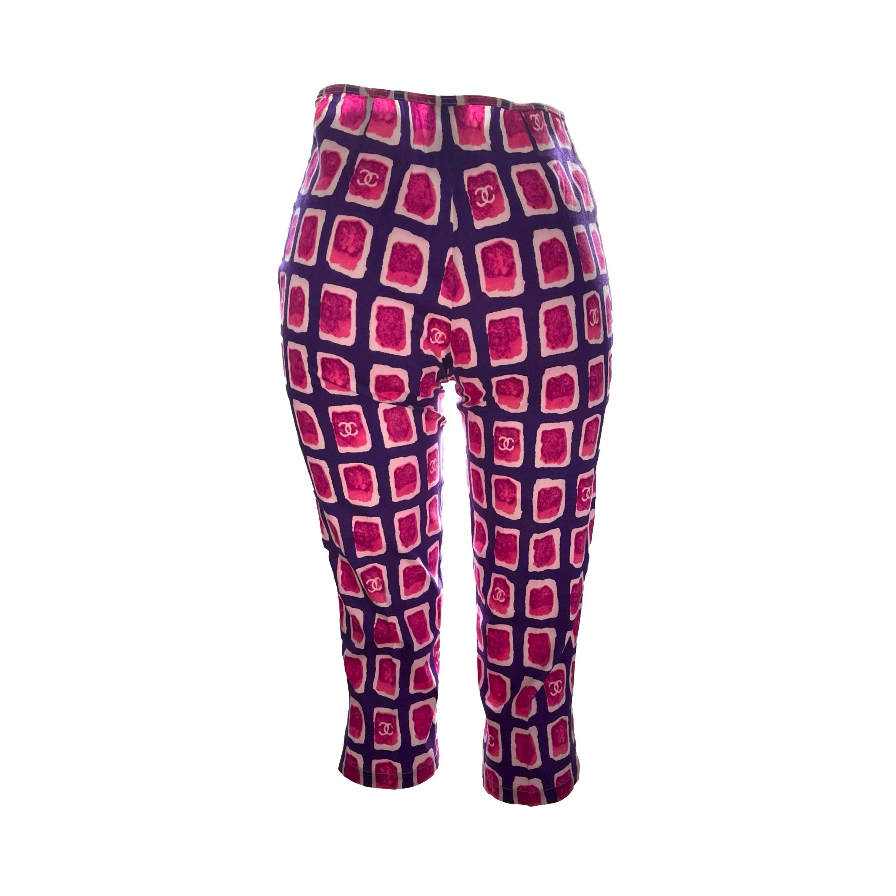 Chanel Purple Print Logo Pants