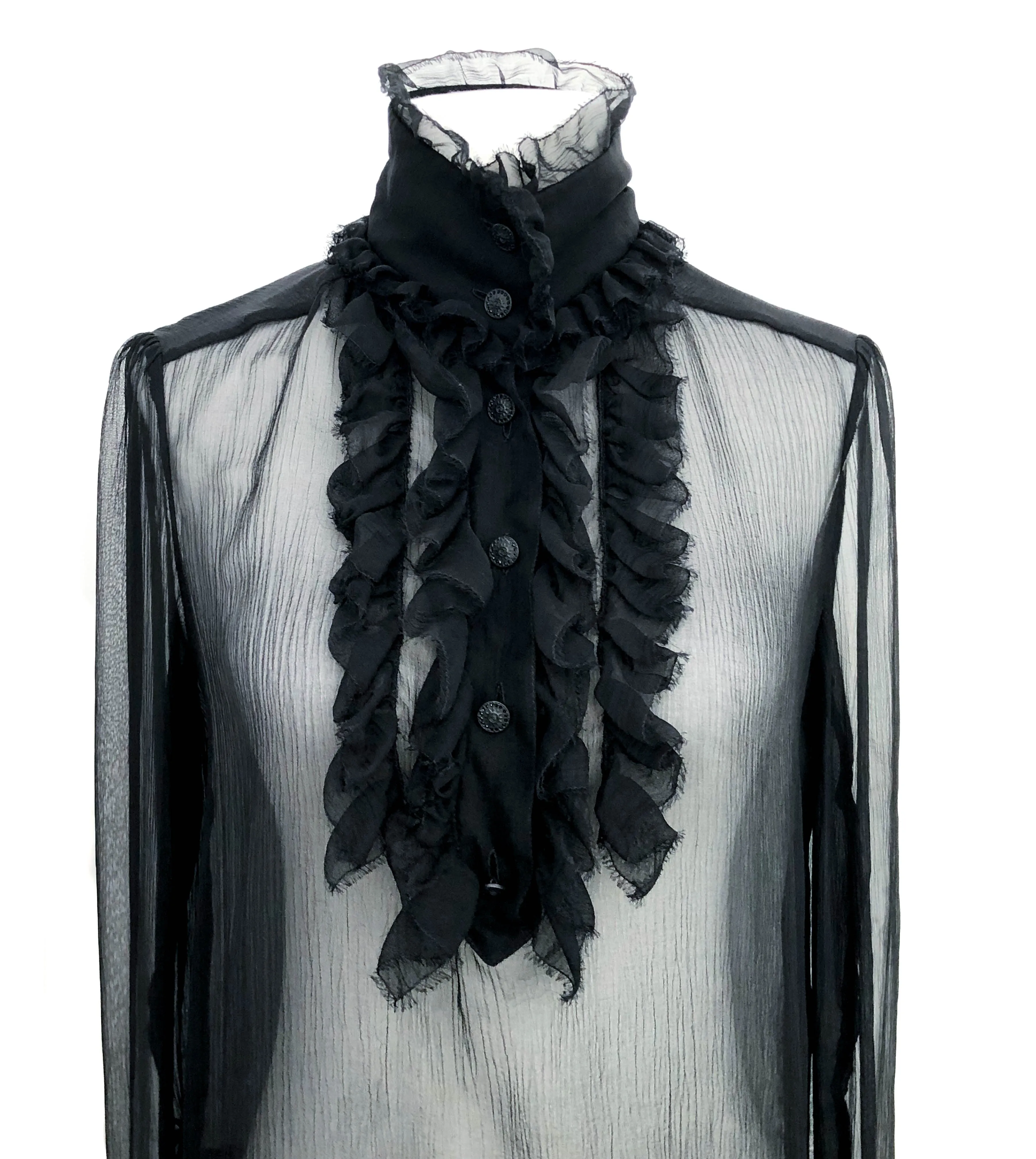 Chanel Runway Black Silk Classic Blouse