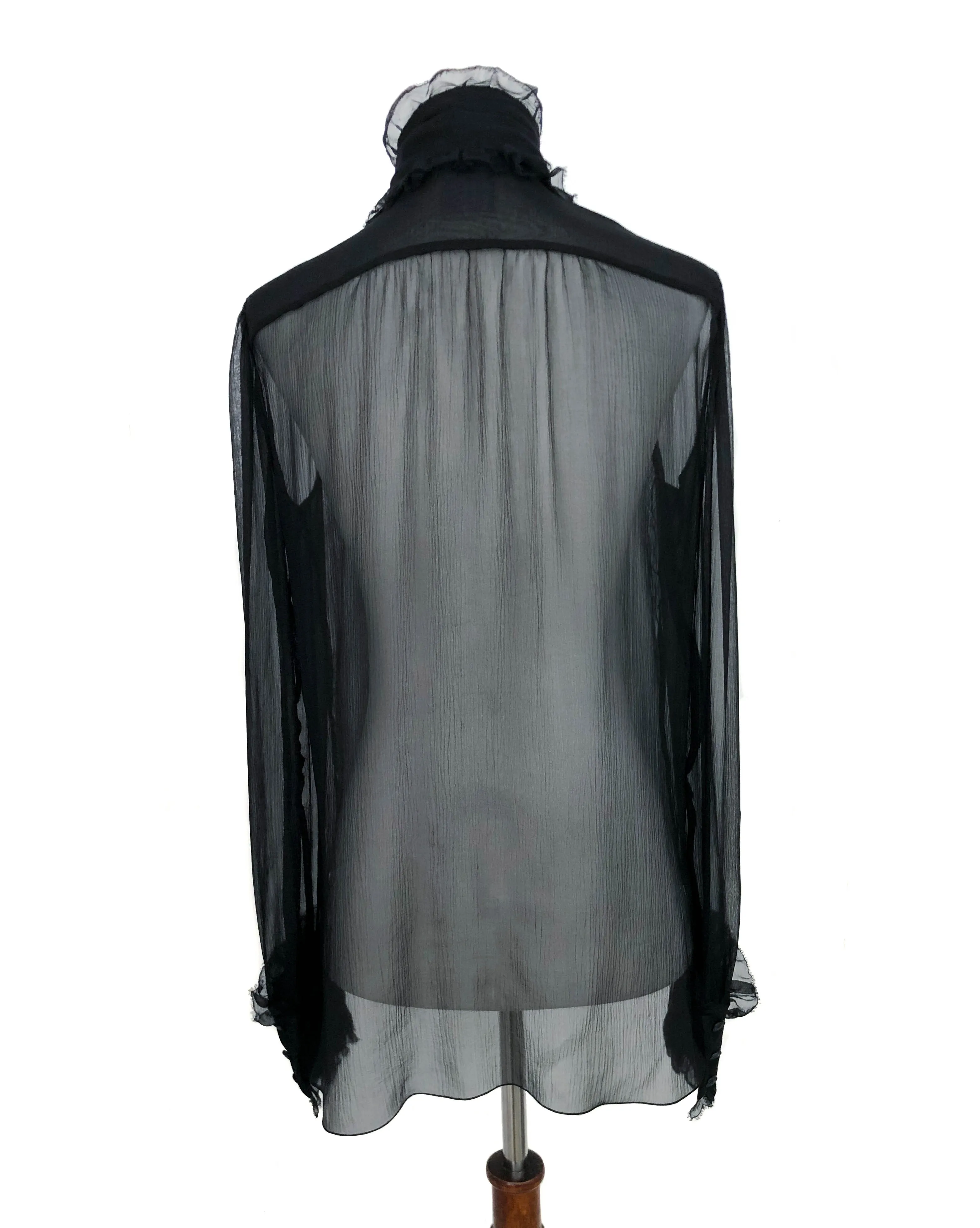 Chanel Runway Black Silk Classic Blouse