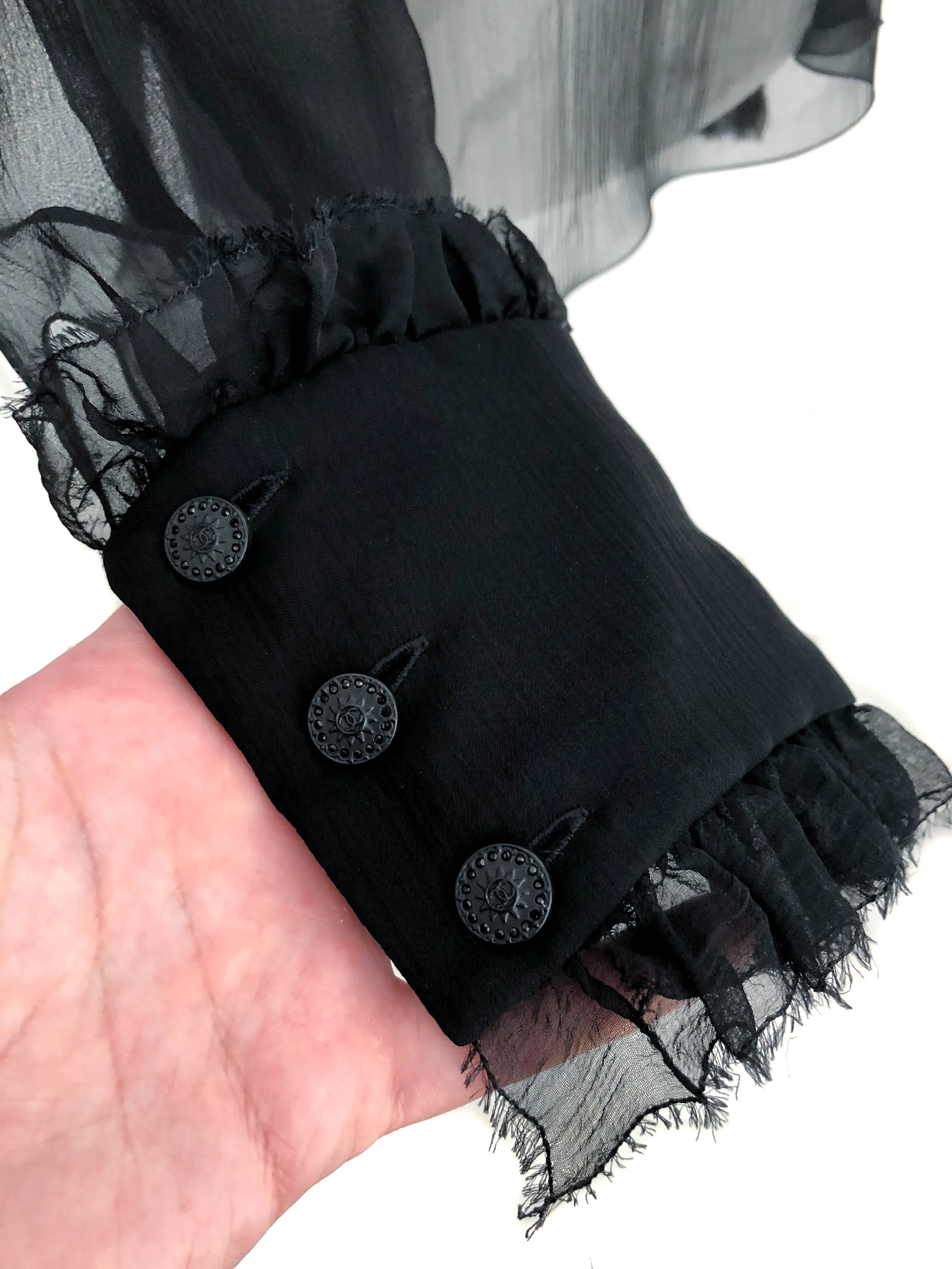 Chanel Runway Black Silk Classic Blouse
