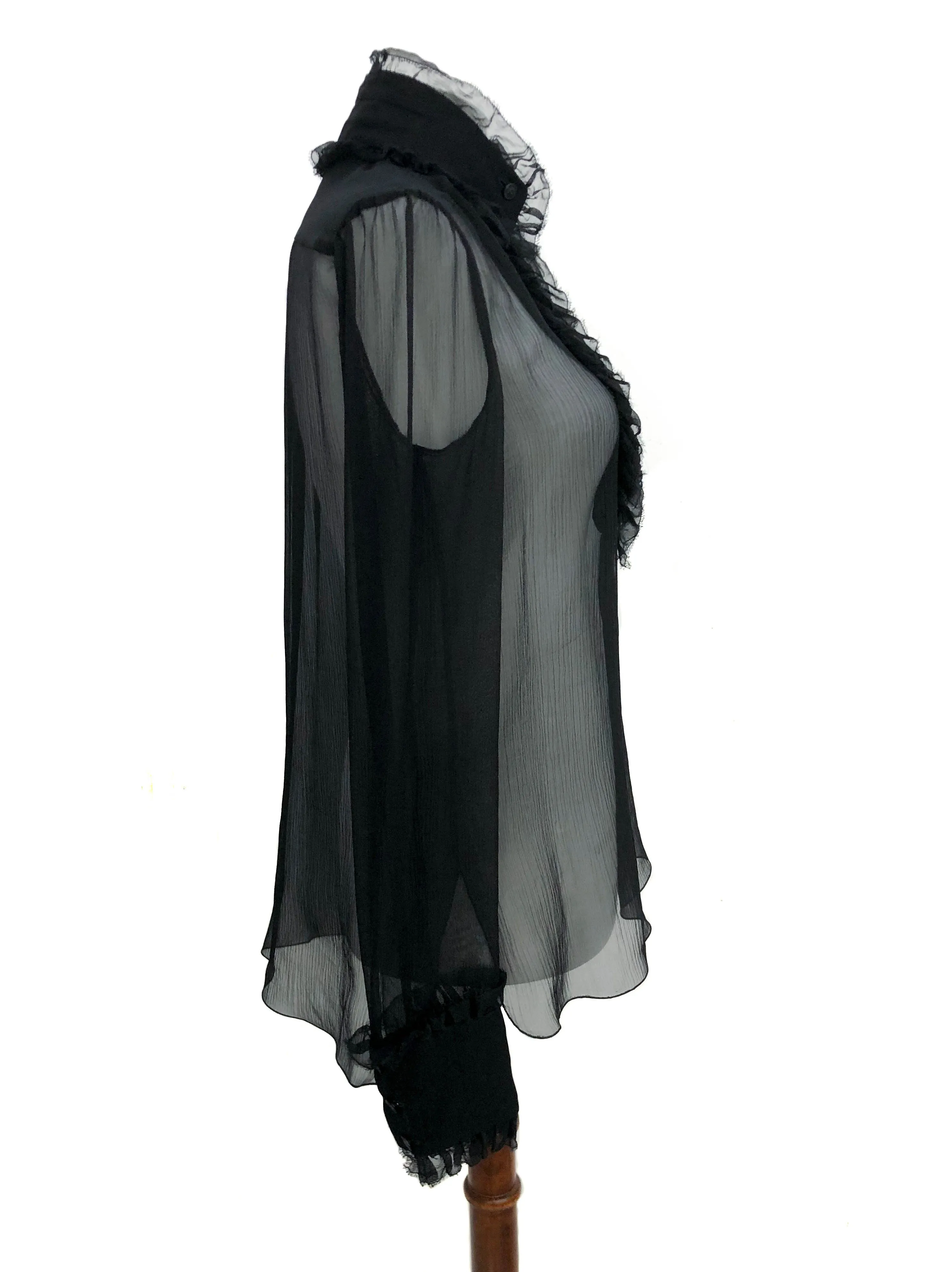 Chanel Runway Black Silk Classic Blouse