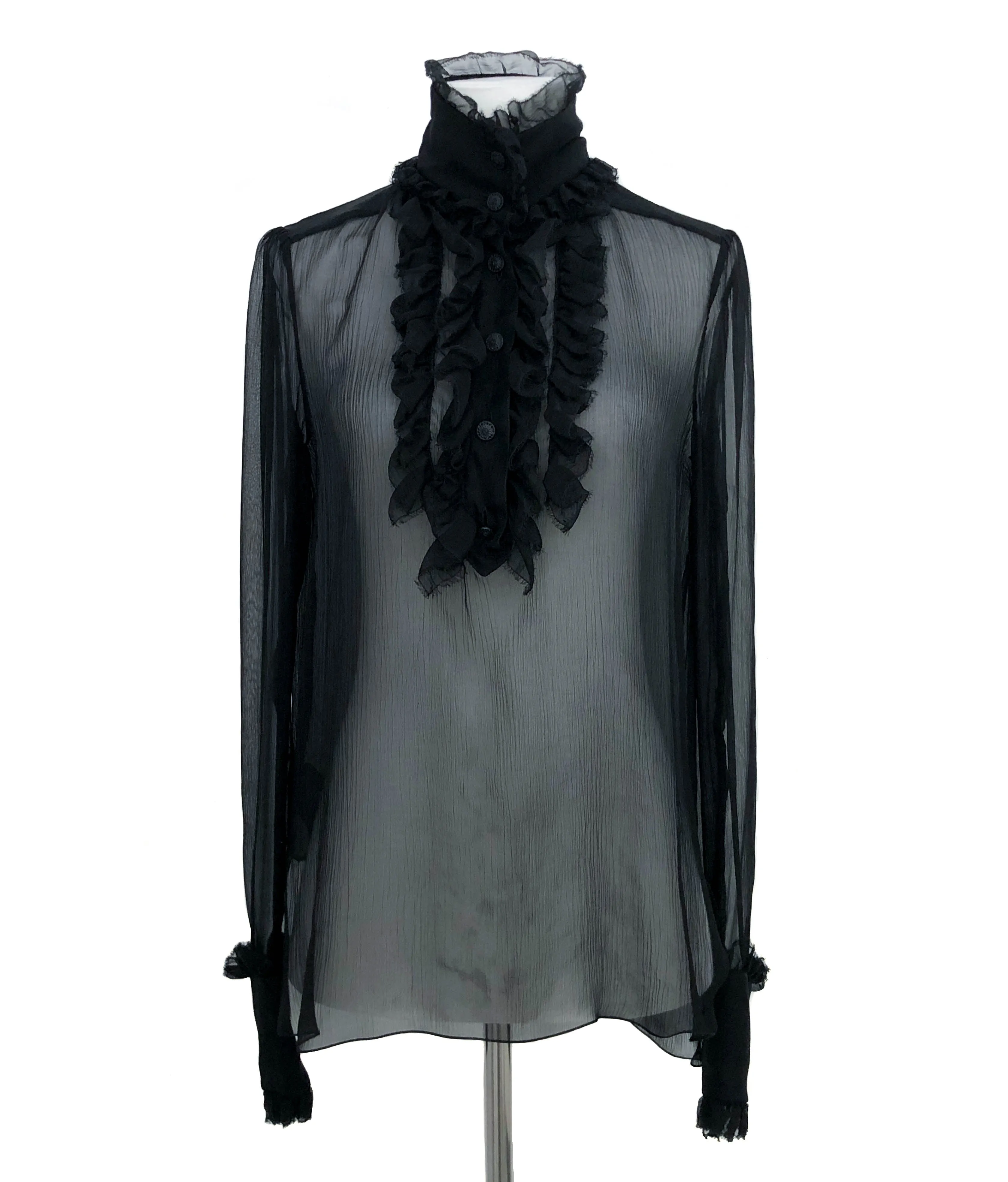 Chanel Runway Black Silk Classic Blouse
