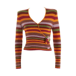 Chanel Striped Logo Wrap Top