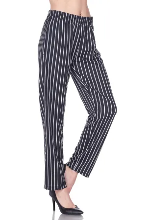 Charcoal Plus Pinstripe Shirred Basic Crepe Pull On Pants 3/4/25 9681