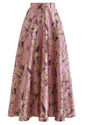 Chiciwsh Dainty Tulip Jaquard High Waist Skirt